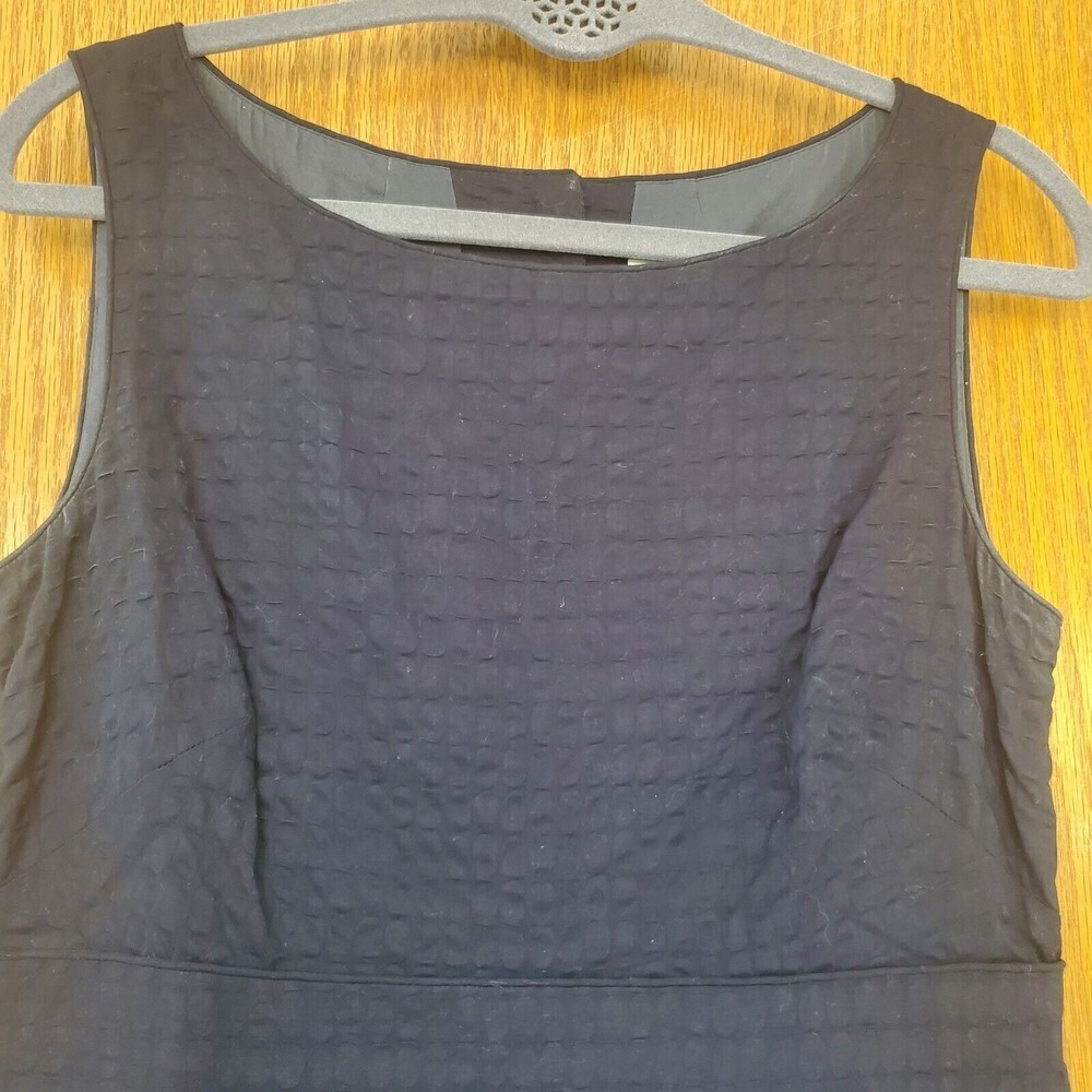 J Crew Navy Blue Sleeveless Dress Cotton Seersucker Fit & Flare Lined sz 8 - Picture 4 of 16